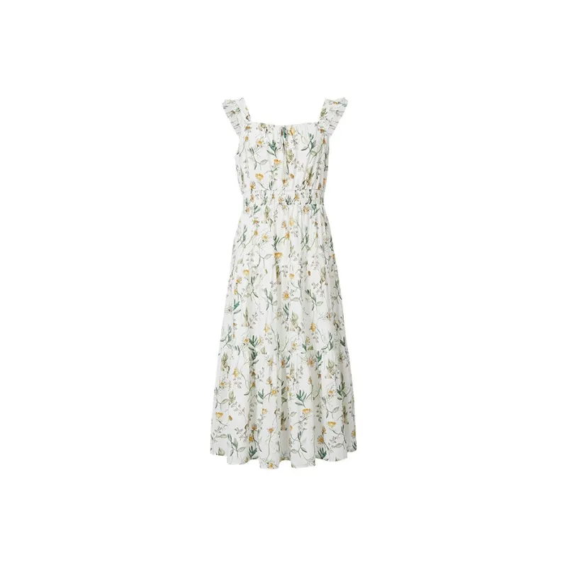 Hopeshow Sleeveless Dress Women's White Base Floral 619-0