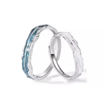 CMLZIUA S925 Sterling Silver Inlaid Enamel Craft White Dew Ring Unisex