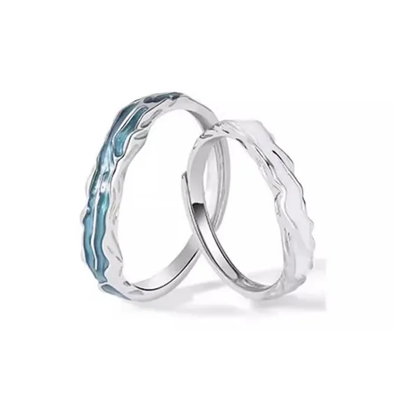 CMLZIUA S925 Sterling Silver Inlaid Enamel Craft White Dew Ring Unisex-0
