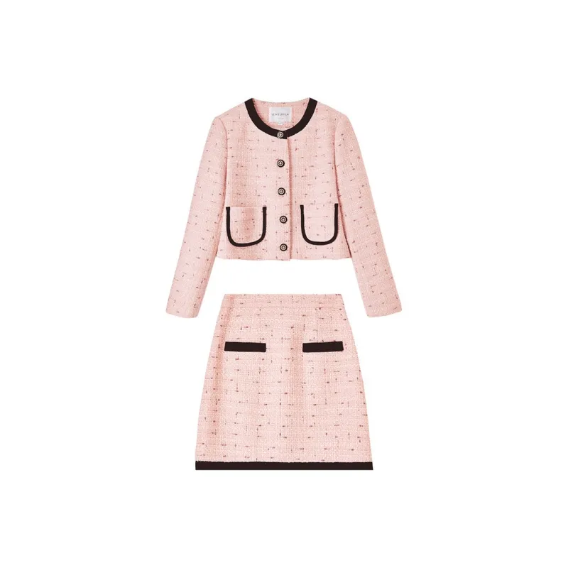 SENTUBILA Two Piece Skirt Sets Women's Pink-0