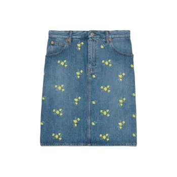 GUCCI FW23 Denim Short Skirts Women's Blue