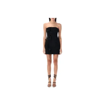 Rotate Rose appliqué Tube Mini Dress