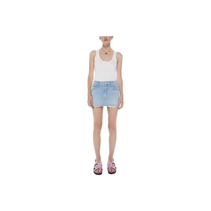 MOTHER Denim Short Skirts Women's Light Blue-0