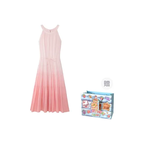 REMOULD Slip Dress Women's Gradient Pink Dress+Waist Cinch Strap