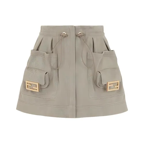 FENDI FW22 Casual Short Skirts Women's Dove Gray
