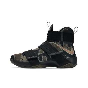 Nike Zoom Soldier 10 Anti Slip Wear Resistant High Top Basketball Shoes Men's Black