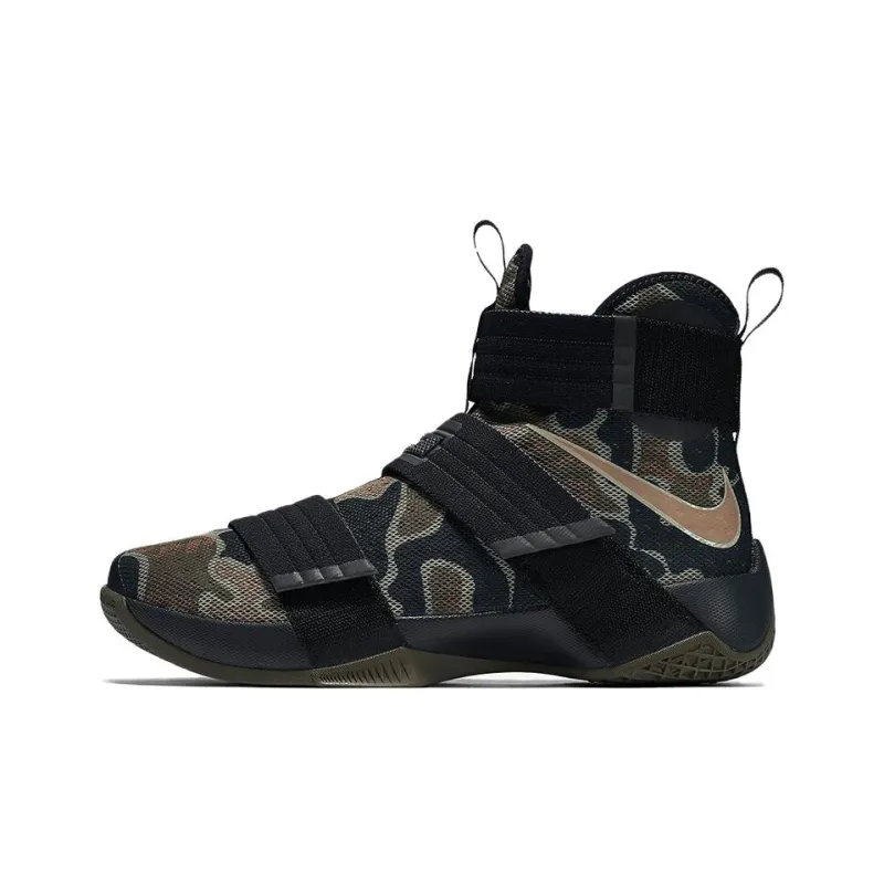 Nike Zoom Soldier 10 Anti Slip Wear Resistant High Top Basketball Shoes Men's Black-0