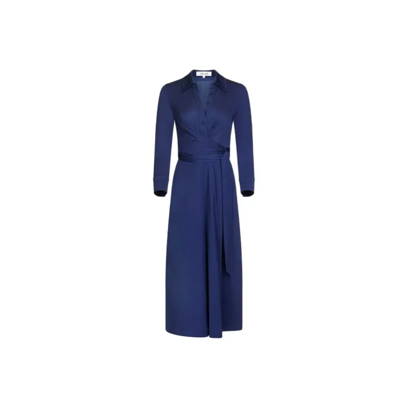 Diane Von Furstenberg SS25 Long Sleeved Dresses Women's Marine Blue-0
