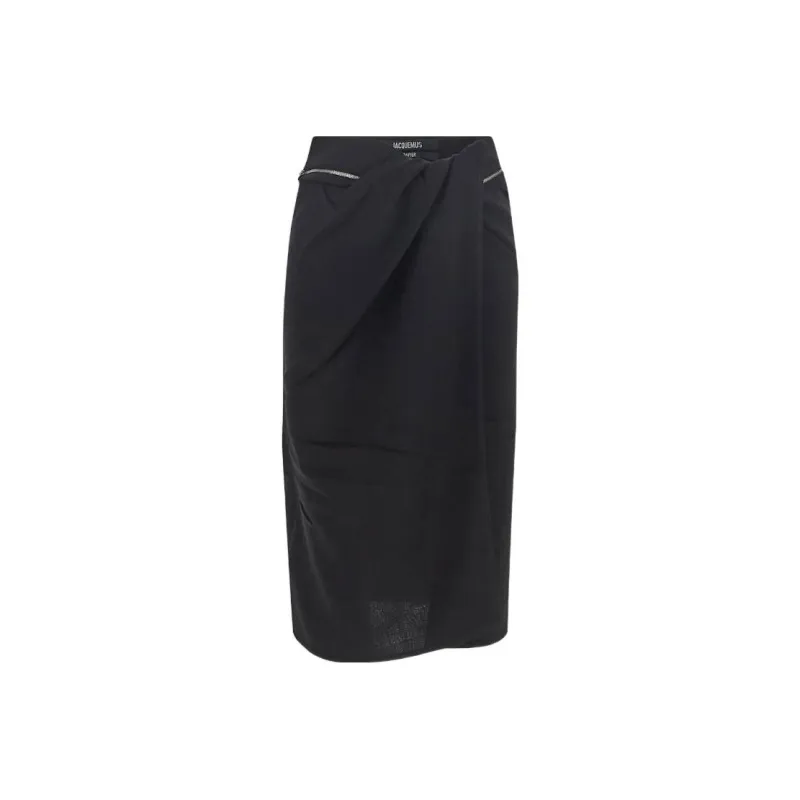Jacquemus Zip Detailed Front Slit Midi Skirt-0
