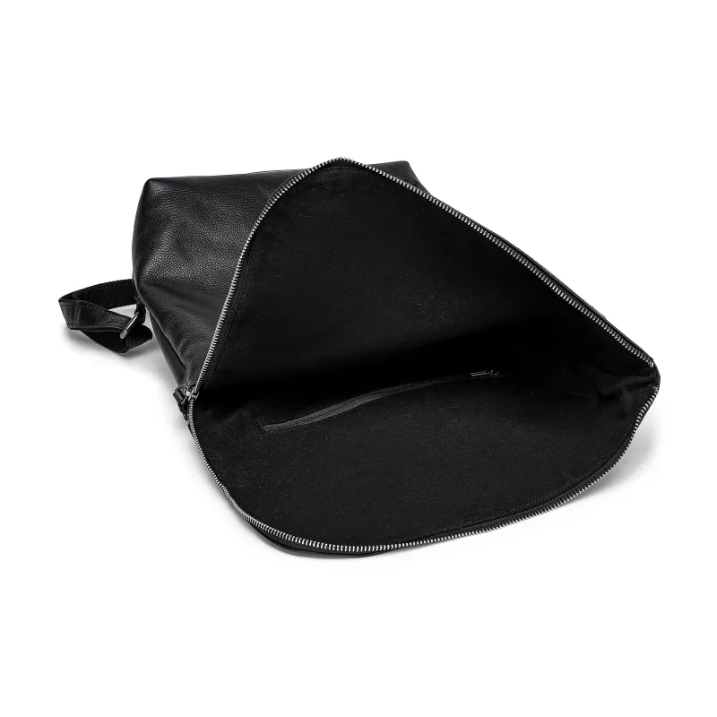 Ace Paul Top Grain Cow Leather Backpack Unisex Black-6