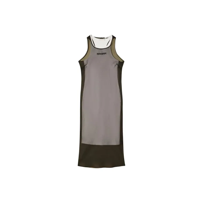 Patrizia Pepe Logo embroidered Layered Midi Dress-0