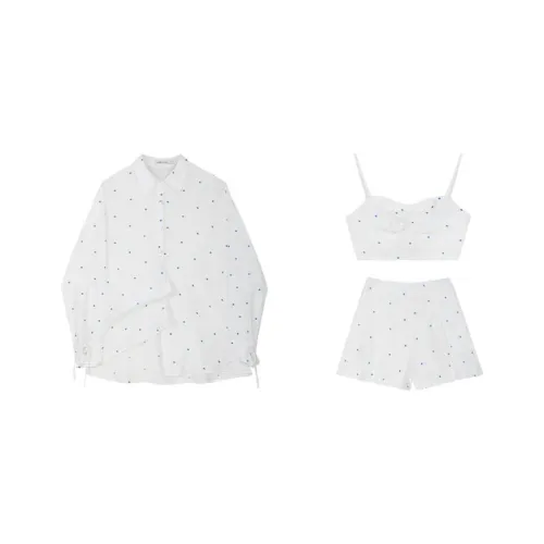 VEGA CHANG Casual Suits Women's Blue Dot White