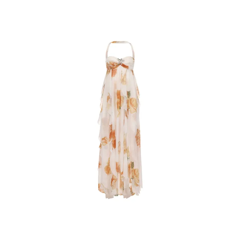 NANA JACQUELINE Sleeveless Dress Women's White Base Yellow Floral-0