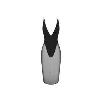SKIMS Valentine's Day Collection SS25 BODY MESH PLUNGE MIDI DRESS Slip Dresses Women's Onyx/Agate-Colored