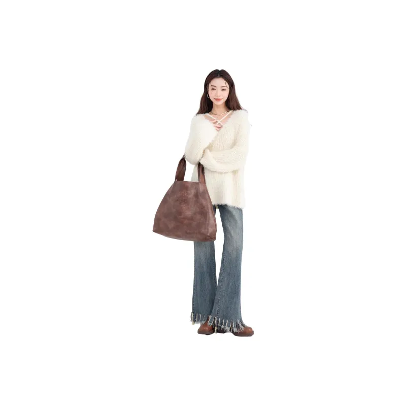 OYANXI Casual Suits Women's Cream Apricot+Denim Blue-0