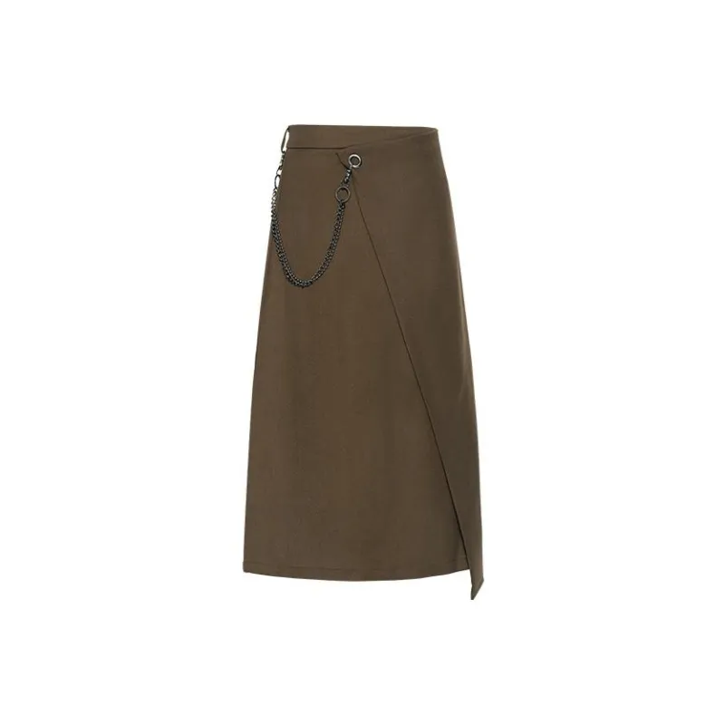 MEIYANG Casual Long Skirts Women's Walnut-0