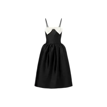 Self portrait Taffeta Contrast Bow Midi Dress