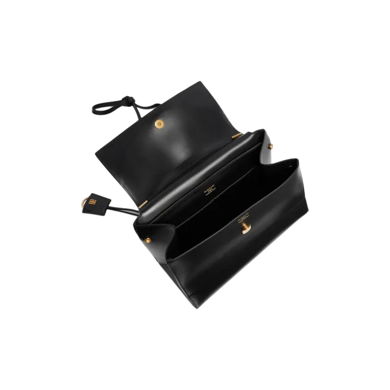 Balenciaga Cow Leather Handbag Medium Size Women's Black-4