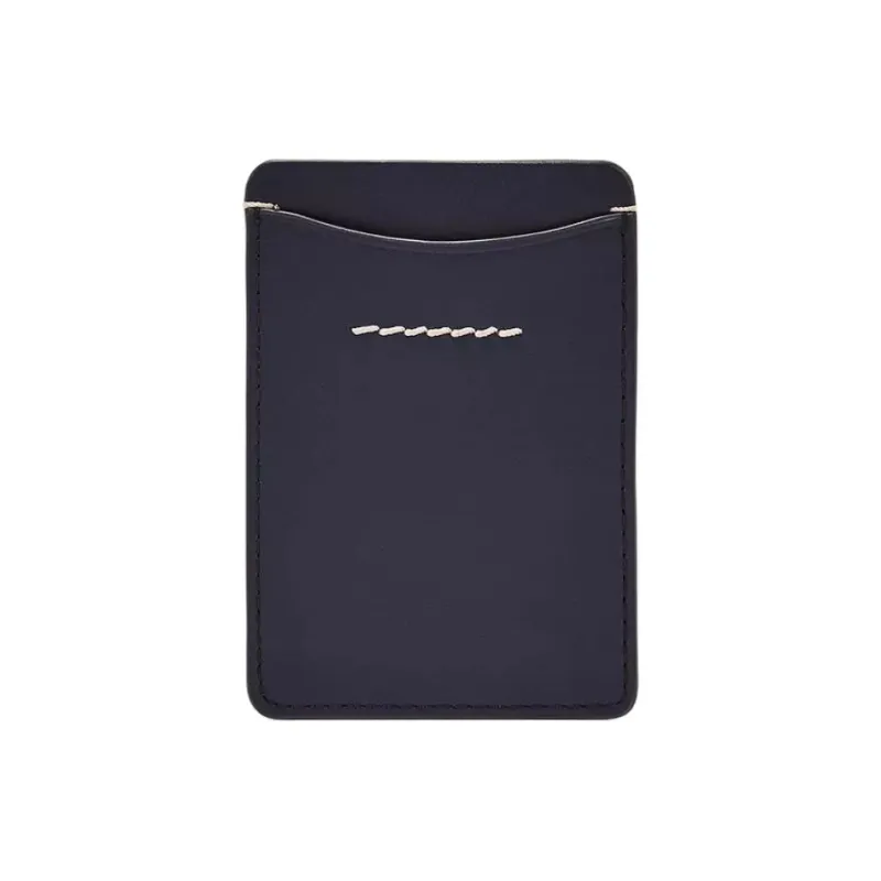 FOSSIL Leather Card Holder Unisex Badge Blue-0