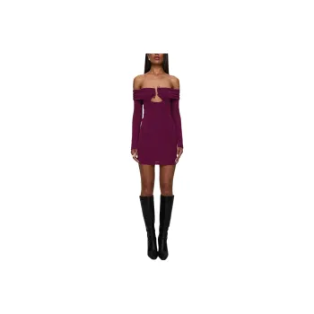 PRINCESS POLLY FIRENZA LONG SLEEVE MINI DRESS Long Sleeved Dresses Women's PURPLE/Purple
