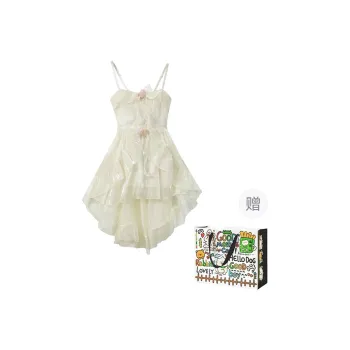 BVODE Slip Dresses Women's White Apricot Shopping Bag