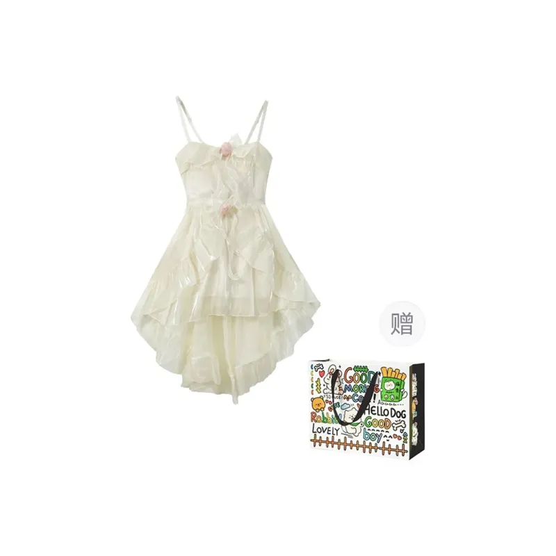 BVODE Slip Dresses Women's White Apricot Shopping Bag-0