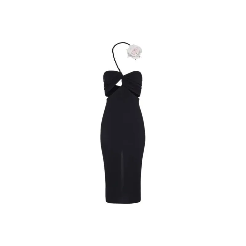 Magda Butrym Rose-Detailed Asymmetric Gathered Midi Dress-0