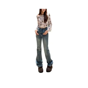 YINLEI Jeans Women's Coastline Curve Blue