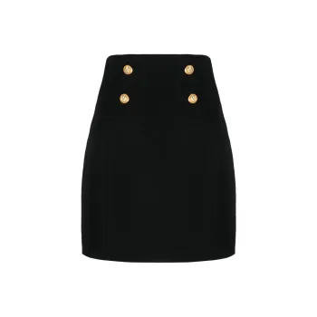 BALMAIN High waisted Wool Miniskirt