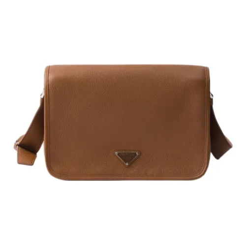PRADA Leather Shoulder Bag Women's Brown
