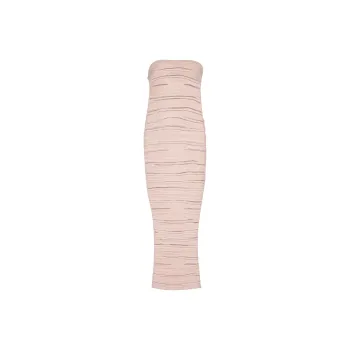 BALMAIN Strapless Knit Midi Dress