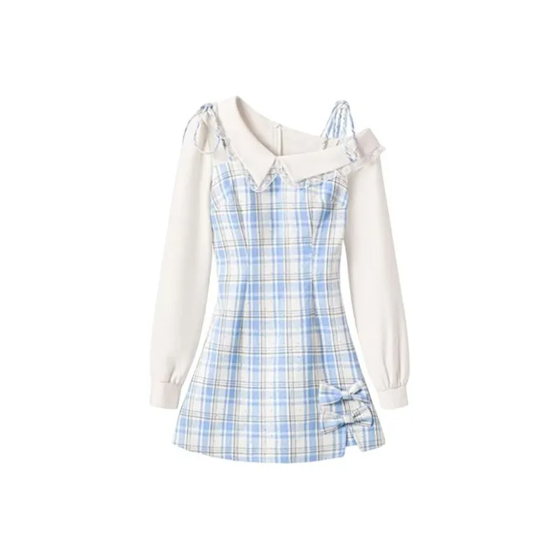 KYKW Long Sleeved Dress Women's Blue-0