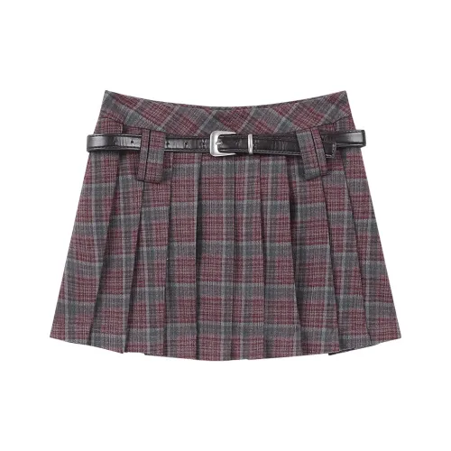 ELF SACK Casual Short Skirts Women's Christmas Red Plaid
