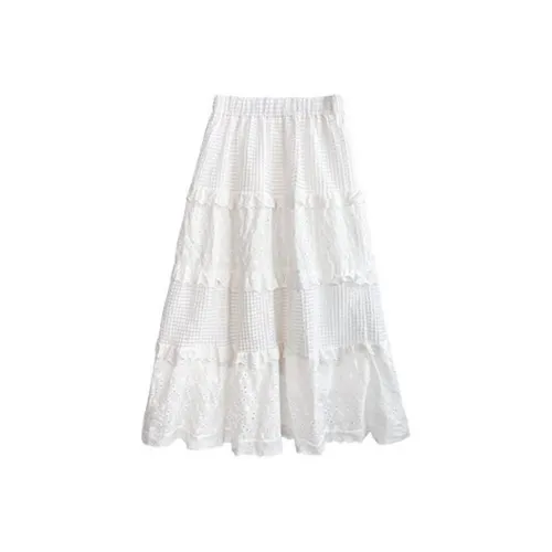 MAKINO Casual Long Skirt Women's White