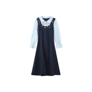 YGPRW Long Sleeved Dress Women's Navy Blue