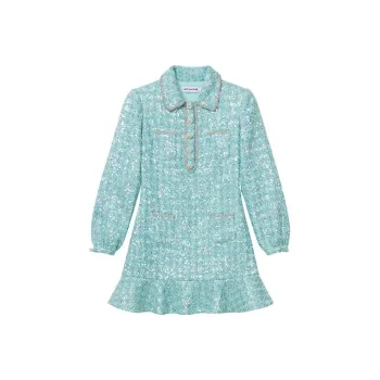 Self portrait Long Sleeved Dresses Women's Green Mixed Color