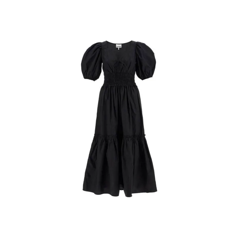 GANNI Poplin Long Smock Dress-0