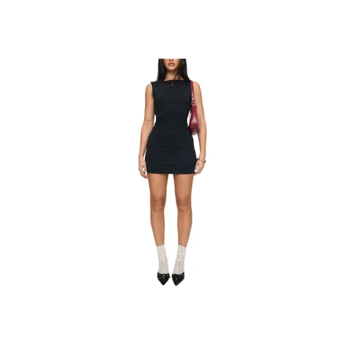 PRINCESS POLLY Wakefield Mini Dress Sleeveless Dress Women's BLACK/Black