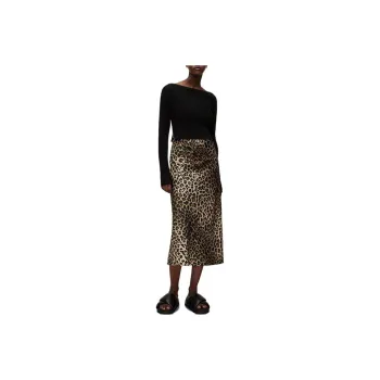 ALLSAINTS Two Piece Skirt Sets Women's Set Black Hoodie+Leopard Print Sleeveless Dress