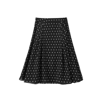FINITY Casual Long Skirts Women's Black With White Dot