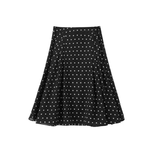 FINITY Casual Long Skirts Women's Black With White Dot