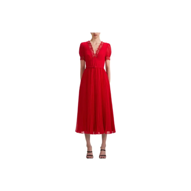 Self-portrait Short-Sleeved Dresses Women's True Red-0