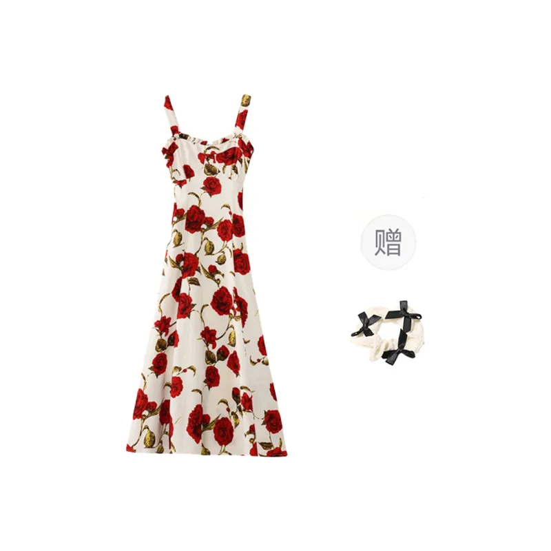 TORIGHT Slip Dress Women's Red+Bowknot Hair Tie Comes With-0