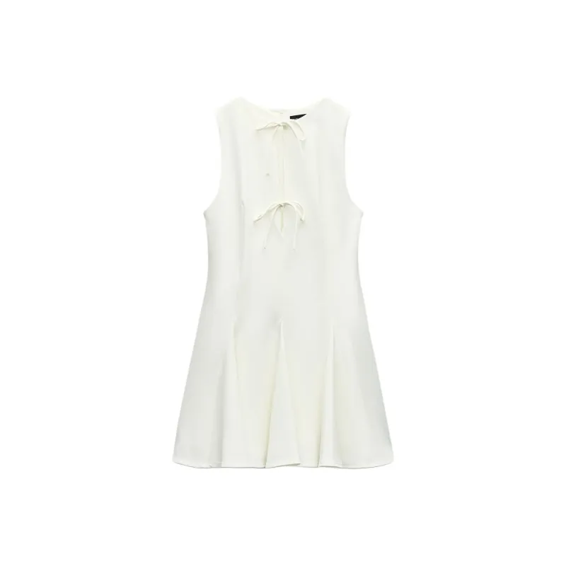 ZARA Sleeveless Dress Women's Frosted White-0