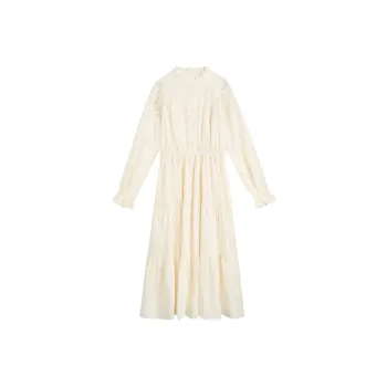 ZIHAN Long Sleeved Dress Women's Beige Gold