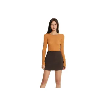 DRAGON FACE Casual Short Skirts Women's Dark Brown