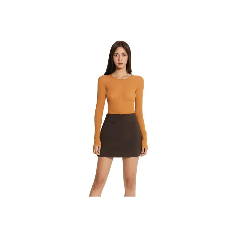 DRAGON FACE Casual Short Skirts Women's Dark Brown-0