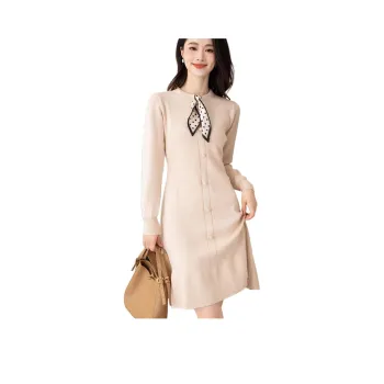 X MOOM Long Sleeved Dress Women's Beige