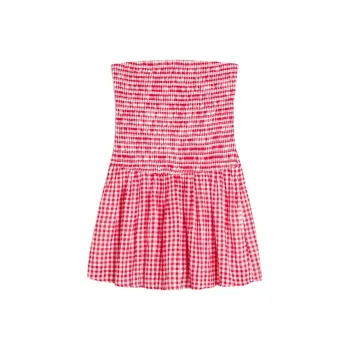 Hollister Sleeveless Dress Women's Red Plaid