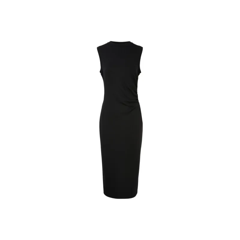 VINCE Ruched Sleeveless Midi Dress-0